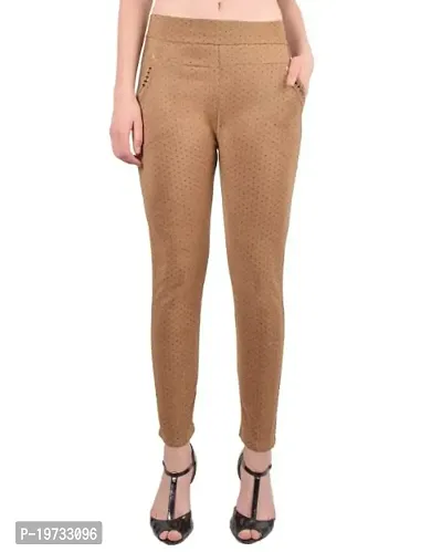 THE ELEGANT FASHION Stretchable Trouser Pants High Waist Ankle Length Stylish Lycra Track Pant Women's Dotted Trouser (Free Size) Skin