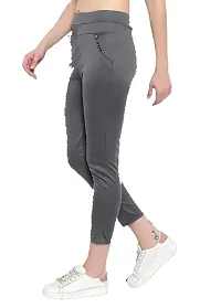 THE ELEGANT FASHION Stretchable Trouser Pants High Waist Ankle Length Stylish Lycra Track Pant Women's Chino Plane Pants(Free Size) (Grey)-thumb1
