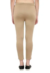 THE ELEGANT FASHION Stretchable Trouser Pants High Waist Ankle Length Stylish Lycra Track Pant Women's Chino Plane Pants(Free Size) (Beige)-thumb1