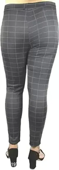 THE ELEGANT FASHION Girls Trouser/Check Pant for Women/Ladies Spandex Regular Slim Pattern Pant/Trouser/Fit Casual Stretchable Ankel Length Jegging Office Pant for Girls- Free Size (Skin_Grey)-thumb5
