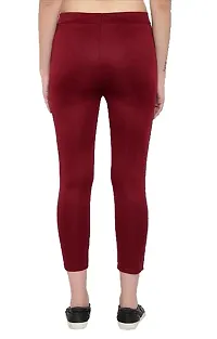 THE ELEGANT FASHION Stretchable Trouser Pants High Waist Ankle Length Stylish Lycra Track Pant Women's Chino Plane Pants(Free Size) (Maroon)-thumb1