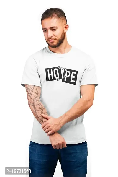 THE ELEGANT FASHION 100% Cotton Half Sleeves Round Neck Hope Printed T-Shirt for Men?