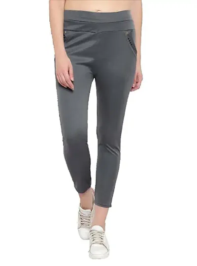 THE ELEGANT FASHION Stretchable Trouser Pants High Waist Ankle Length Stylish Lycra Track Pant Women's Chino Plane Pants(Free Size)