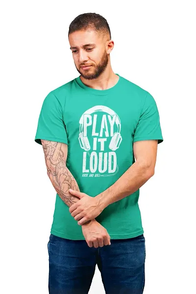 THE ELEGANT FASHION 100% Half Sleeves Round Neck Play It Loud T-Shirt for Men?