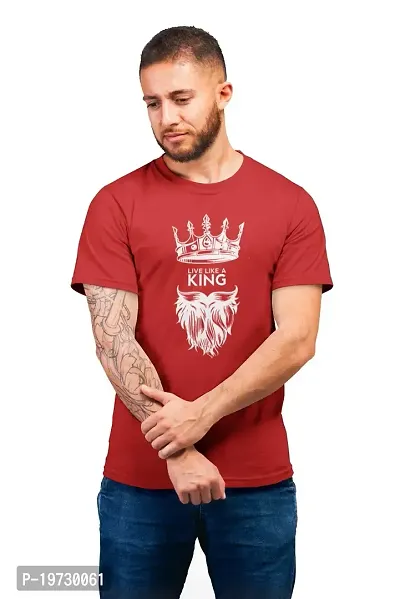 THE ELEGANT FASHION 100% Cotton Half Sleeves Round Neck King Printed T-Shirt for Men?