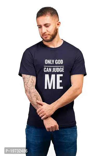 THE ELEGANT FASHION Mens 100% Cotton Round Neck Half Sleeves T Shirt For Boys ,Mens Attitude, Trending, Quotes Tshirts Half Sleeve Round Neck Regular Fit For Office, Gym Only God Can Judge Me Printed T-Shirt-thumb0