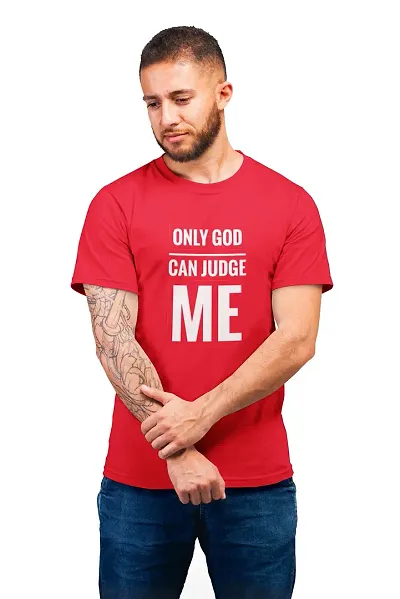 THE ELEGANT FASHION Mens 100% Cotton Round Neck Half Sleeves T Shirt For Boys ,Mens Attitude, Trending, Quotes Tshirts Half Sleeve Round Neck Regular Fit For Office, Gym Only God Can Judge Me Printed T-Shirt