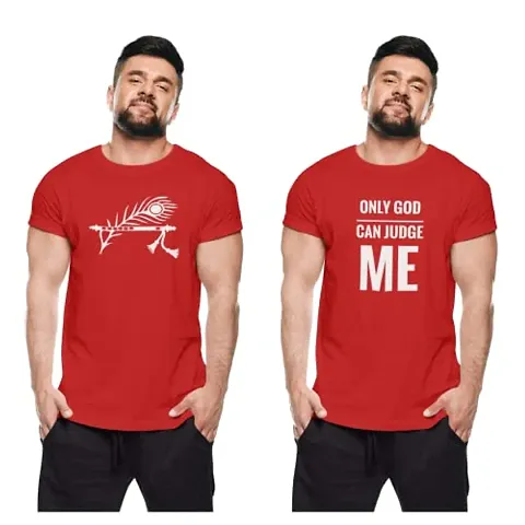 THE ELEGANT FASHION Men's T-Shirt 100% Half Sleeve, Round Neck T-Shirts with Thoughtful Quotes Combo of T-Shirt (Pack of 2)