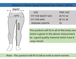 THE ELEGANT FASHION Women's Regular Fit Checks Stretchable Trouser Pants Girls Ankle Length Stylish Lycra Checked Printed Jeggings/Pant Regular Fit Track Pants, Free Size (White_Skin_Maroon)-thumb4