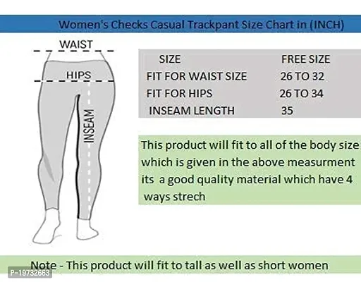 THE ELEGANT FASHION Women's Regular Fit Checks Stretchable Trouser Pants Girls Ankle Length Stylish Lycra Checked Printed Jeggings/Pant Regular Fit Track Pants, Free Size (White_Skin_Maroon)-thumb5