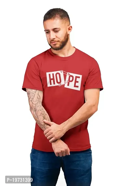 THE ELEGANT FASHION 100% Cotton Half Sleeves Round Neck Hope Printed T-Shirt for Men?