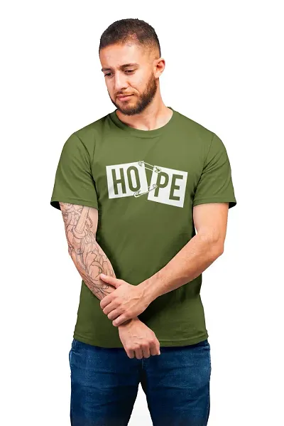 THE ELEGANT FASHION 100% Half Sleeves Round Neck Hope T-Shirt for Men?