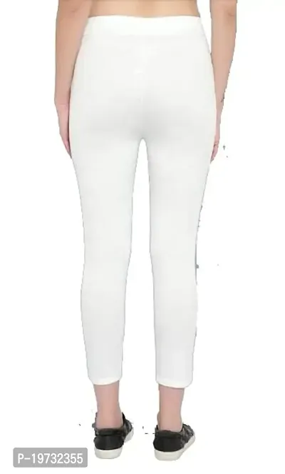 THE ELEGANT FASHION Stretchable Trouser Pants High Waist Ankle Length Stylish Lycra Track Pant Women's Chino Plane Pants(Free Size) (White)-thumb2
