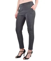 THE ELEGANT FASHION Stretchable Trouser Pants High Waist Ankle Length Stylish Lycra Track Pant Women's Dotted Trouser (Free Size) Grey-thumb4