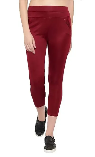 THE ELEGANT FASHION Stretchable Trouser Pants High Waist Ankle Length Stylish Lycra Track Pant Women's Chino Plane Pants(Free Size)