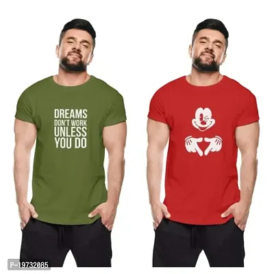 THE ELEGANT FASHION Men's T-Shirt 100% Cotton Half Sleeve Round Neck T-Shirts for Men with Thoughtful Quotes (M, Olive  Maroon)