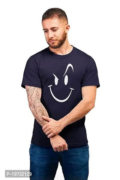 THE ELEGANT FASHION Men`s 100% Cotton Regular Half Sleeve Round Neck Smile Printed T-Shirt