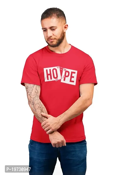 THE ELEGANT FASHION 100% Cotton Half Sleeves Round Neck Hope Printed T-Shirt for Men?-thumb0