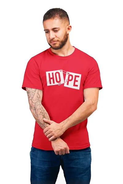 THE ELEGANT FASHION 100% Cotton Half Sleeves Round Neck Hope Printed T-Shirt for Men?