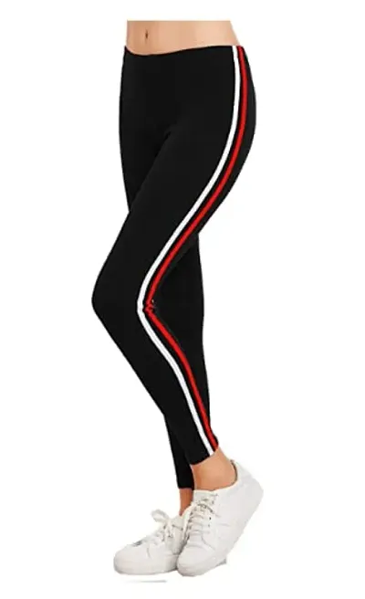 Polyester Lycra Women Black and Grey Stretchable Gym Leggings at