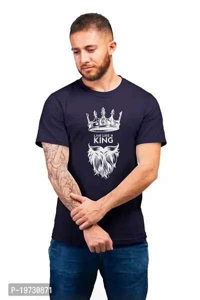 THE ELEGANT FASHION 100% Cotton Half Sleeves Round Neck King Printed T-Shirt for Men?-thumb0