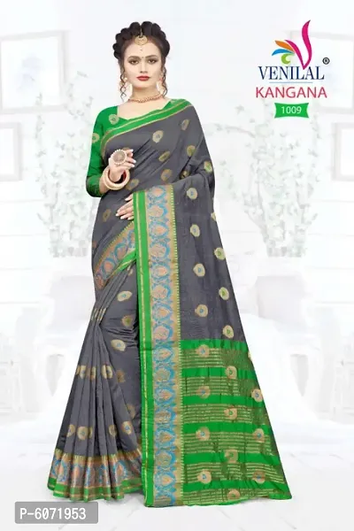 Elegant Cotton Jacquard Women Saree with Blouse piece