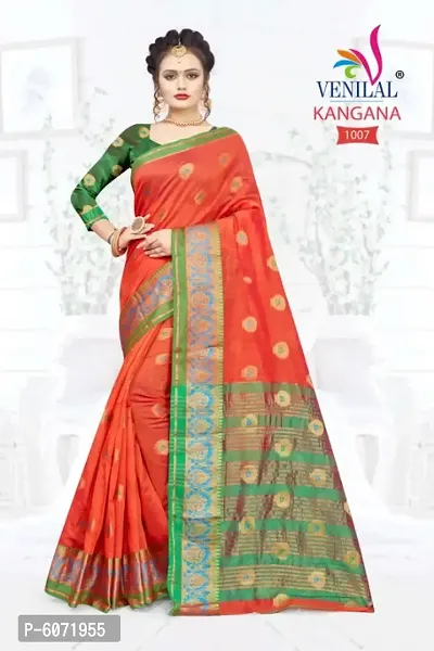 Elegant Cotton Jacquard Women Saree with Blouse piece