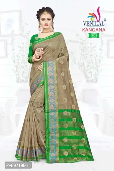 Elegant Cotton Jacquard Women Saree with Blouse piece