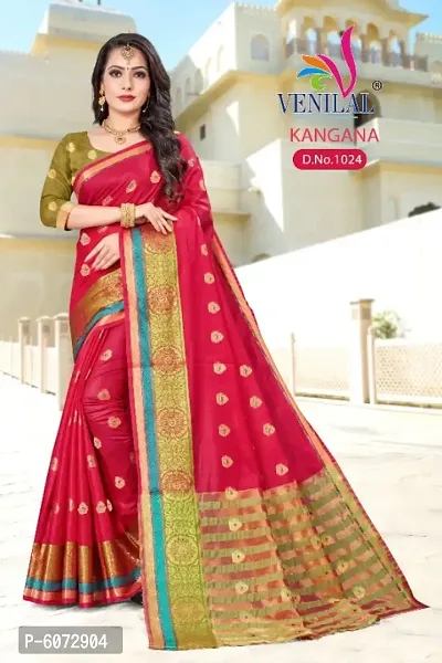 Art Silk Jacquard Saree with Blouse Piece-thumb0