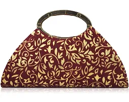 Fabulous Maroon Velvet Self Pattern Clutches For Women And Girls-thumb2