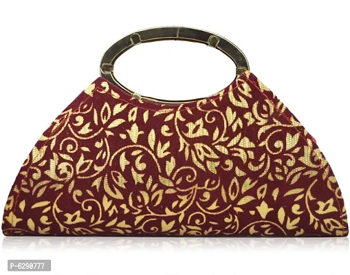 Fabulous Maroon Velvet Self Pattern Clutches For Women And Girls-thumb3