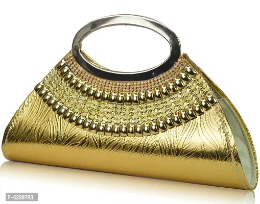 Fabulous Golden Velvet Self Pattern Clutches For Women And Girls-thumb2