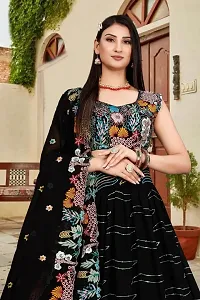 Embroidered Semi Stitched Lehenga Choli  (BLACK)-thumb3