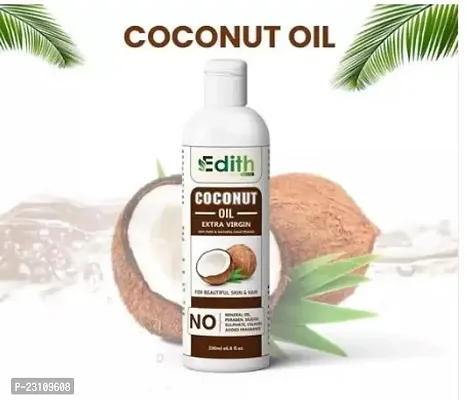 Edith Cold Pressed Coconut Non Sticky Hair Oil For Stronger, Thicker And Glossier Hair, Moisturizer And Softener For Hair  Oil Pack Of 1, Capacity- 200ML