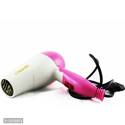 Nova 1290 Professional Electric Foldable Hair Dryer With 2 Speed Control 1000 Watts - Pink And White-thumb0