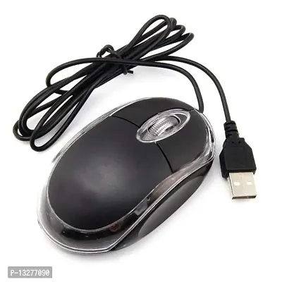 USB Wired Optical Mini Mouse 1000 DPI with Scroll for Laptop and Computer (Black)