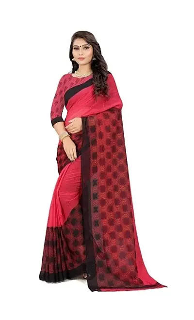 Georgette Printed Sarees with Blouse Piece