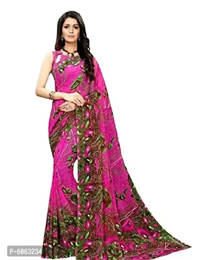 Fancy Georgette Printed Saree with Blouse piece-thumb0