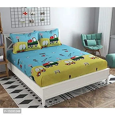 Tript Elastic Fitted Glace Cotton King Size 78X72 Inches Upto 6 Inches Bedsheet For Kids With 2 Pillow Covers 200Tc