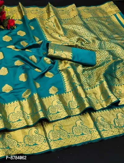 Classic Silk Blend Zari Work Saree with Blouse piece