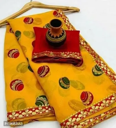 Beautiful Pure Chiffon Saree with Blouse piece-thumb2