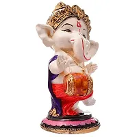 Kunti Craft Handpainted Microfiber Handcrafted Blessing Lord Ganesh Statue for Pooja Car Dashboard Living Room Bed Room Office Desk and Home Table Decor-thumb2