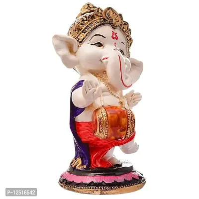 Kunti Craft Handpainted Microfiber Handcrafted Blessing Lord Ganesh Statue for Pooja Car Dashboard Living Room Bed Room Office Desk and Home Table Decor-thumb3