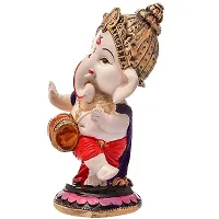 Kunti Craft Handpainted Microfiber Handcrafted Blessing Lord Ganesh Statue for Pooja Car Dashboard Living Room Bed Room Office Desk and Home Table Decor-thumb1