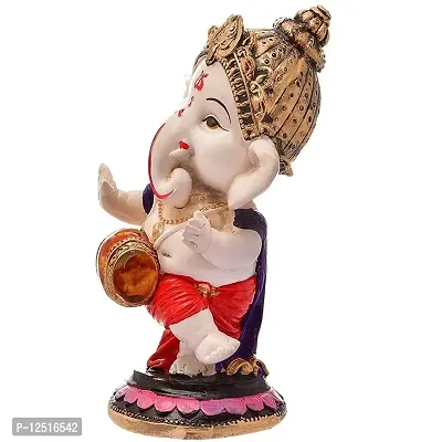 Kunti Craft Handpainted Microfiber Handcrafted Blessing Lord Ganesh Statue for Pooja Car Dashboard Living Room Bed Room Office Desk and Home Table Decor-thumb2