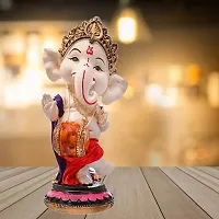 Kunti Craft Handpainted Microfiber Handcrafted Blessing Lord Ganesh Statue for Pooja Car Dashboard Living Room Bed Room Office Desk and Home Table Decor-thumb4