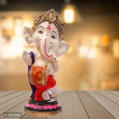 Kunti Craft Handpainted Microfiber Handcrafted Blessing Lord Ganesh Statue for Pooja Car Dashboard Living Room Bed Room Office Desk and Home Table Decor-thumb5