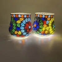 Kunti Craft Handmade Mosaic Tealight Candle Holders for Home Decoration, Mosaic Glass | Diwali Lighting for Home Decoration, Diwali Decoration Items, Diwali Gifts Item | Pack of 2-thumb3