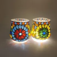 Kunti Craft Handmade Mosaic Tealight Candle Holders for Home Decoration, Mosaic Glass | Diwali Lighting for Home Decoration, Diwali Decoration Items, Diwali Gifts Item | Pack of 2-thumb4