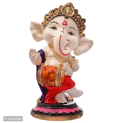 Kunti Craft Handpainted Microfiber Handcrafted Blessing Lord Ganesh Statue for Pooja Car Dashboard Living Room Bed Room Office Desk and Home Table Decor